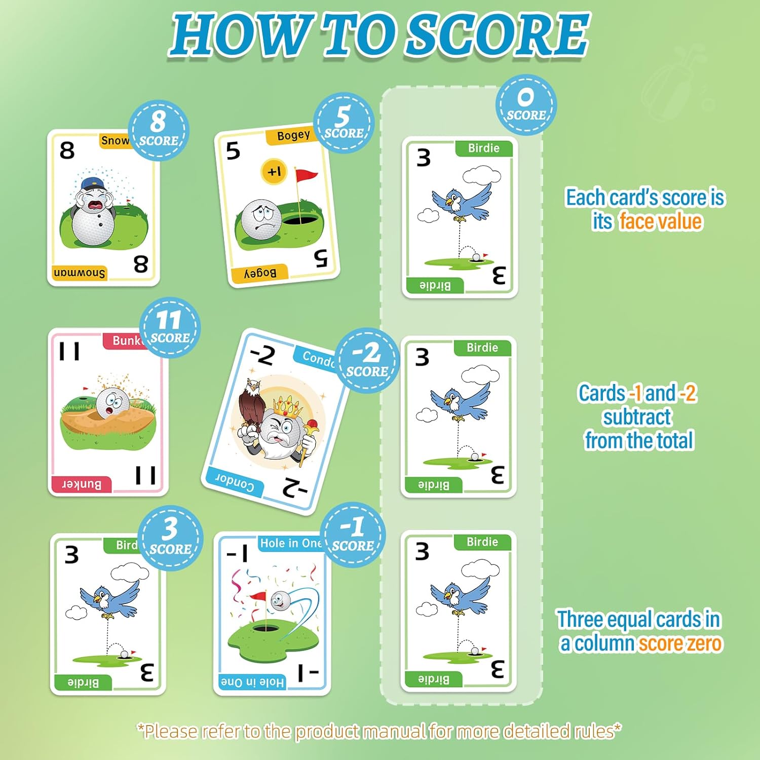 Westant Crazy Nines Golf Card Game - Funny Card Games for Family, Kids 8-12 and Adults, The Perfect Family Games for Kids and Adults, Ideal Game Night Games for Groups Adult - 112 Cards