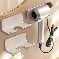 Vista 11 de Soporte universal para secador de pelo, colgador de pared para secador de pelo, gancho para secador de pelo con organizador de enchufe y cables