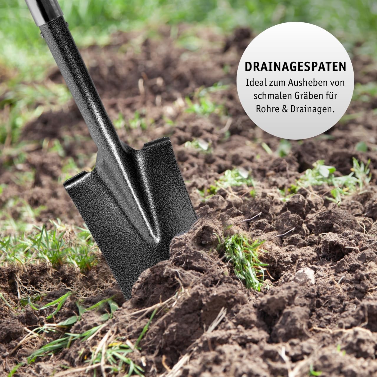MISTER TOOL 3-TLG. Spezialspaten-Set - Kombi-, Drainage- & Wurzelspaten - Glasfaserstiel, Rutschfester Griff, langlebiger Kohlenstoffstahl - Ideal für Garten- und Landschaftsbauarbeiten