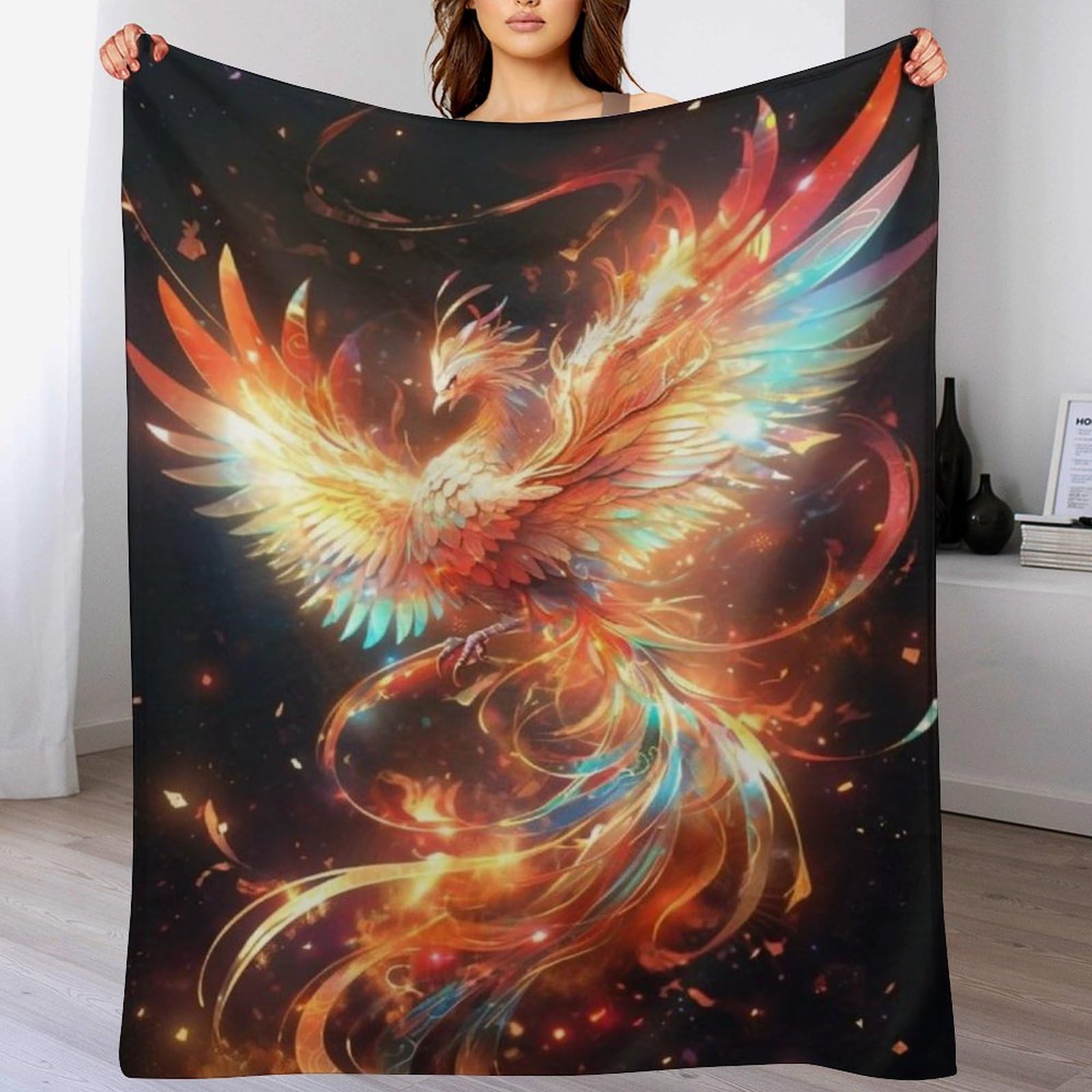 Couverture phénix plaid lit flanelle douce et moelleuse 130x150