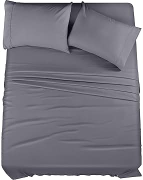 Utopia Bedding Queen Sheet Set – 4 Piece Bed Sheets for Queen Size Bed, Soft and Breathable Microfiber, Includes 1 Fitted Sheet, 1 Flat Sheet and 2 Pillowcases (Grey)