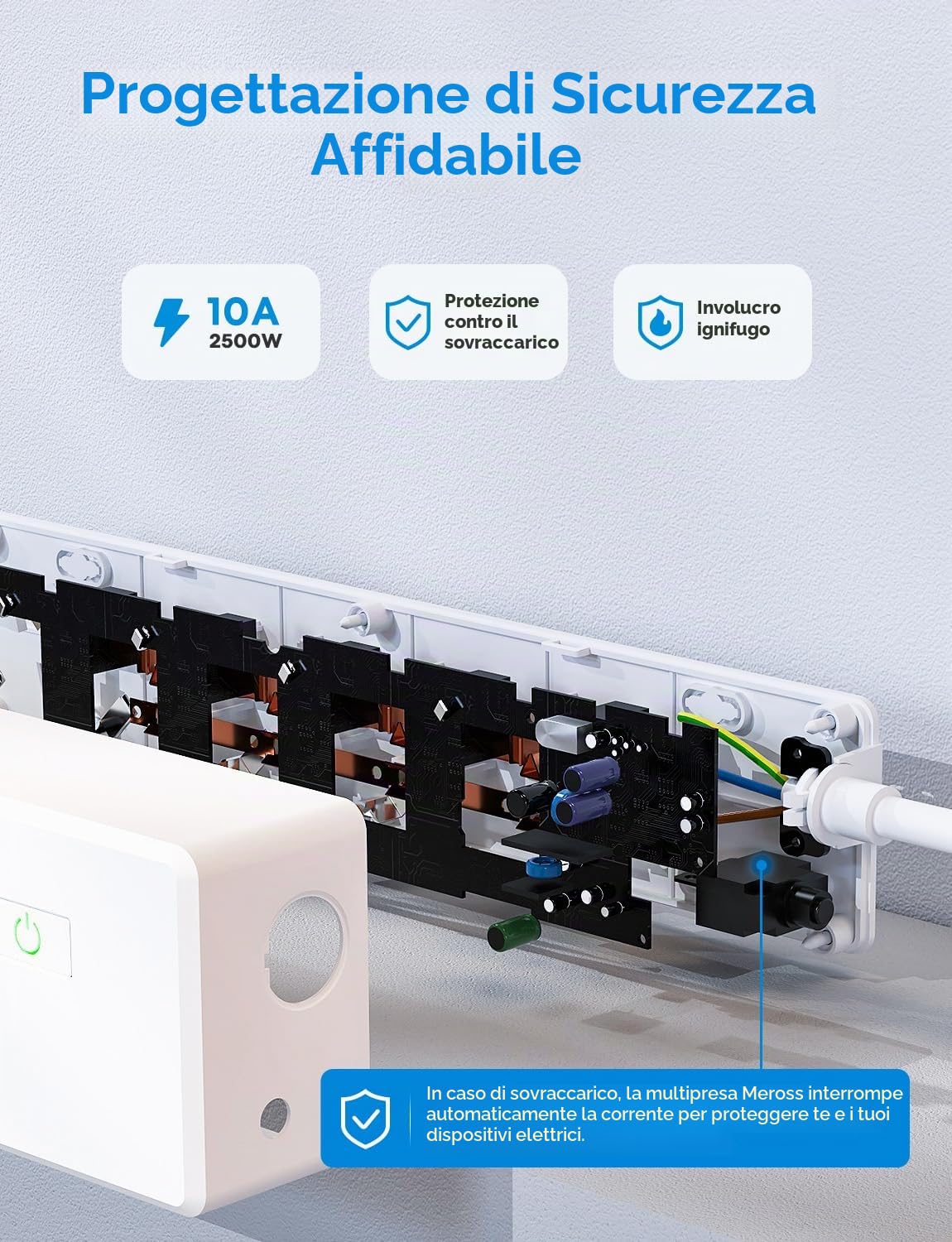 Multipresa collegata (tipo E), 16A WiFi Compatibile con Alexa, Google Home e SmartThings, programmabile (4 prese AC e 4 porte USB) con funzione del tempo e controllo remoto