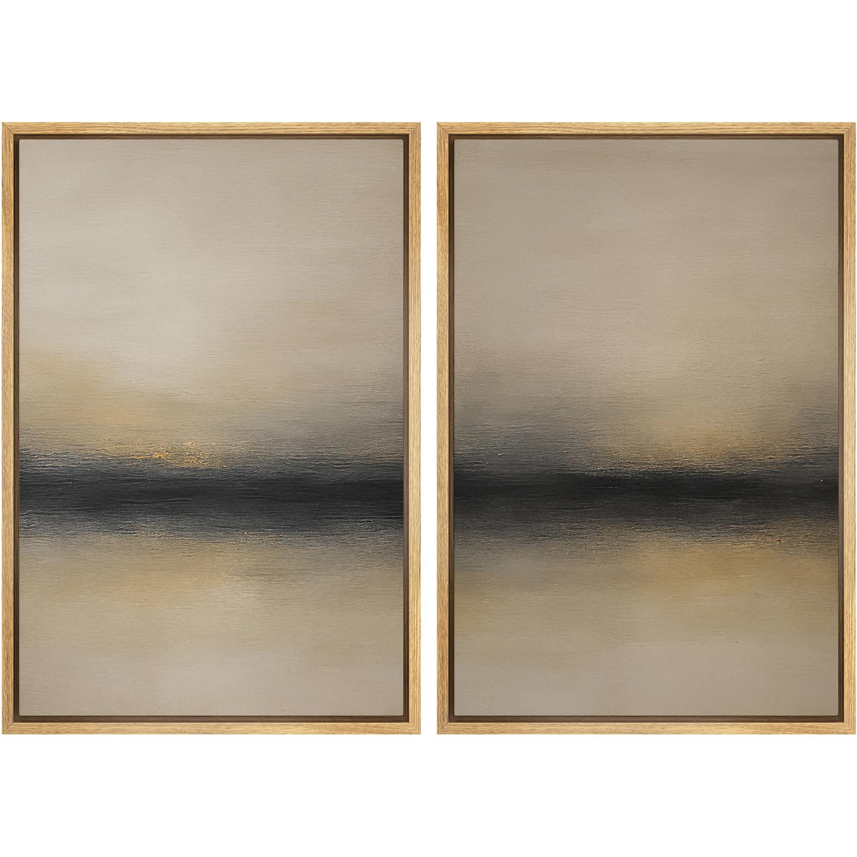 MUDECOR Framed Canvas Print Wall Art Monochromatic Gradient Abstract Minimalist Gray Illustrations Modern Art Decorative Bohemian Colorful Chic for Living Room, Bedroom, Office - 16"x24"x2 Black — view 99