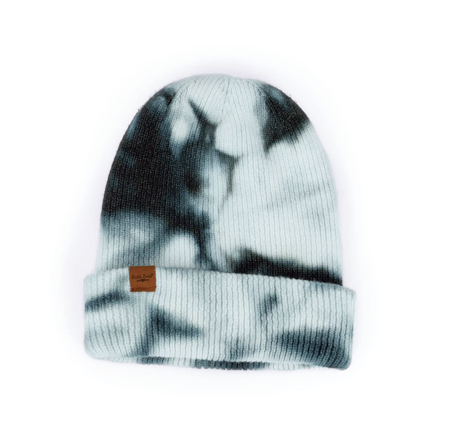 Britt's Knits Womens Mantra Soft Winter Tie Dye Knit Warm Cuffed Skull Beanie Hat Cap - Black