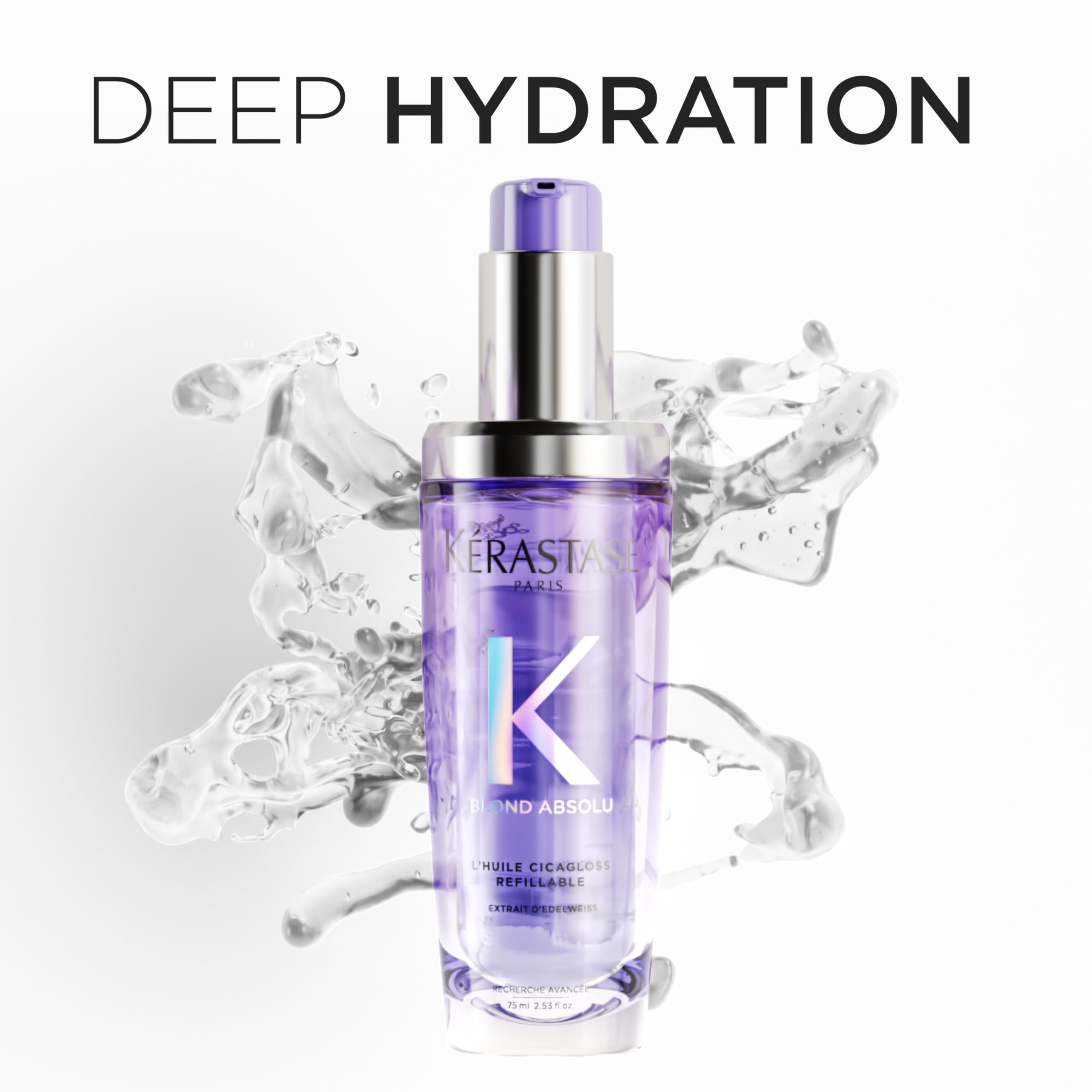 Kérastase Blond Absolu l’Huile Cicagloss, Stärkendes Pflege-Öl für blondes oder blondiertes Haar, Reparierende und stabilisierende Haarpflege mit Hitzeschutz, Nachfüllpackung, 75 ml