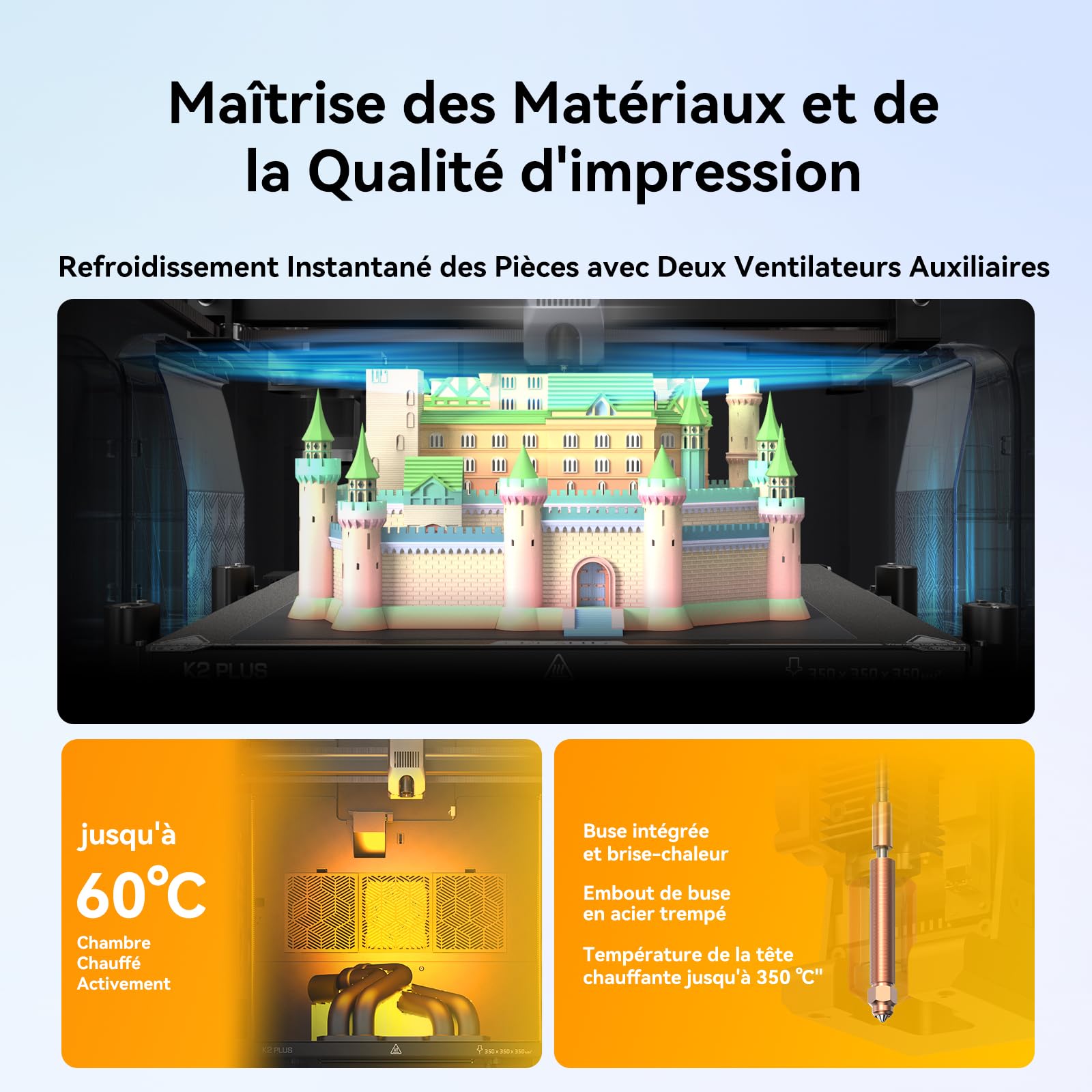 Creality K2 Plus Combo Imprimante 3D, Impression Multicolore avec CFS, 600 mm/s Haute Vitesse, Double Caméra Al, Mise à Niveau Entièrement Automatique, Volume de Construction 350 x 350 x 350 mm