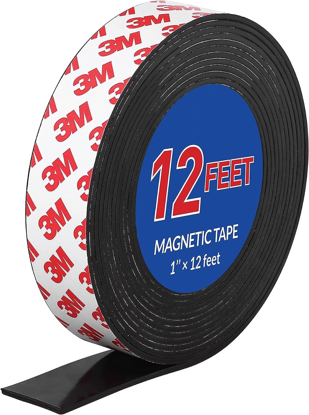 THE WHITE SHOP Magnetic Tape, 12 Feet Magnet Tape Roll (1'' Wide x 12 ft Long), with 3M Strong Adhesive Backing. Perfect for DIY, Art Projects, whiteboards & Fridge Organization