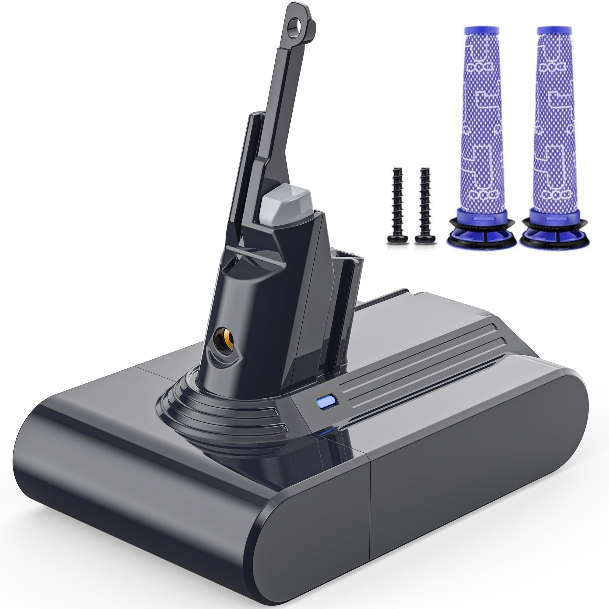 Morpilot 6500mAh Battery for Dyson V7 SV11 Motorhead Animal Mattress Fluffy Trigger Car+Boat Absolute Vacuum Cleaner with 2 Replacement Filters