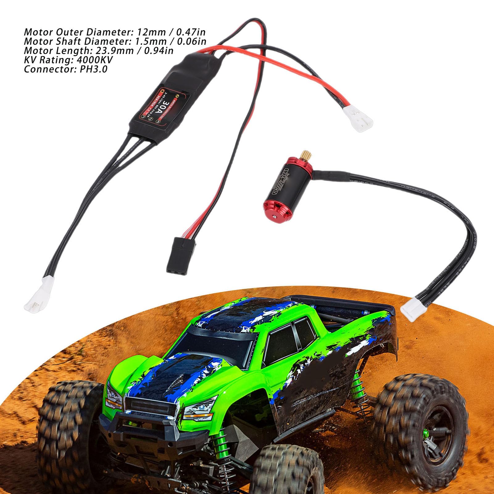 Domary SCX24 RC Car Compatible 4000KV Brushless Motor and 30A ESC Set