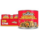 La Costeña Whole Serrano Pepper & Sliced Carrots - Spicy Green Chiles for Mexican Food, Pico de Gallo, Taco Seasoning, Salsa Verde & Guacamole - Hot Pickled Vegetables - 12oz, 12 Pack Cans 12 Ounce (Pack of 12)