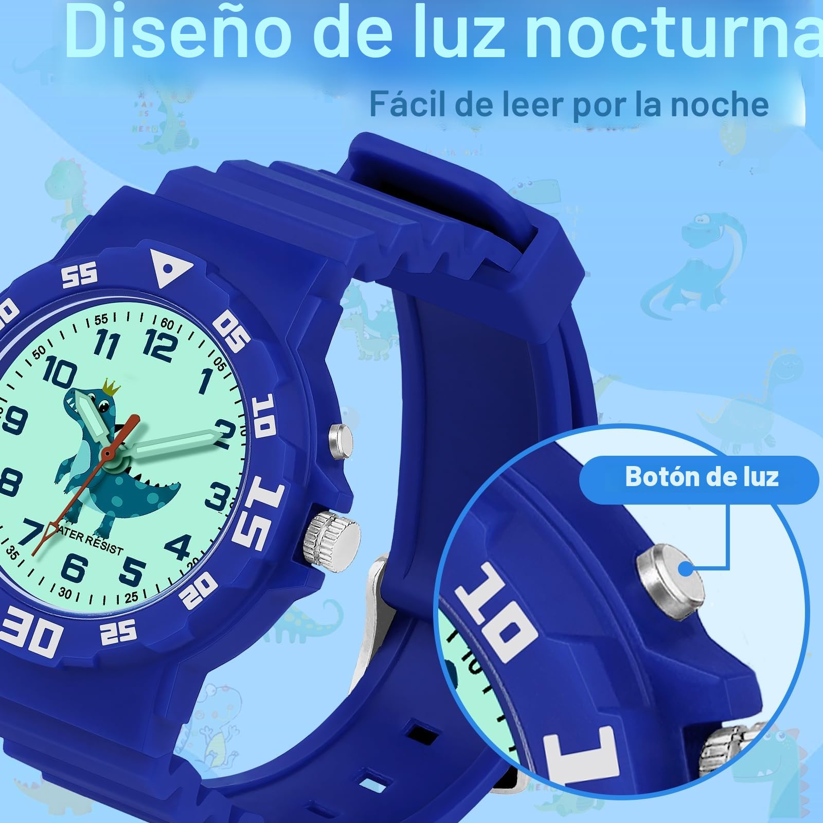 Reloj De Pulsera para NiñOs con Luz Nocturna Reloj AnalóGico para NiñOs Y NiñAs 30 M Resistente Al Agua para 4-12 AñOs FáCil De Leer La Hora para NiñOs.