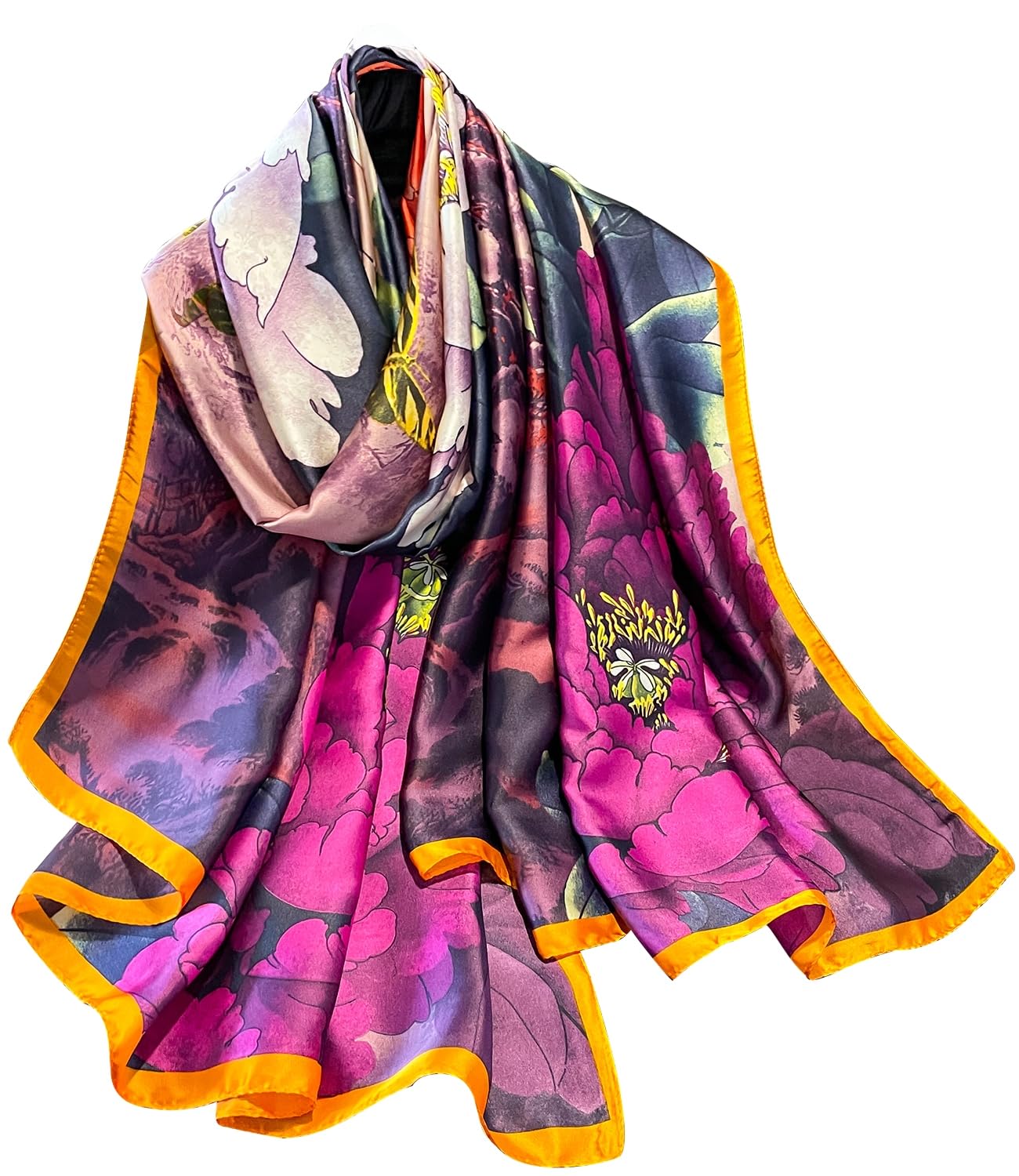 Womens 100% Large Mulberry Silk Scarf Long Satin Scarf Fashion Lightweight Wraps