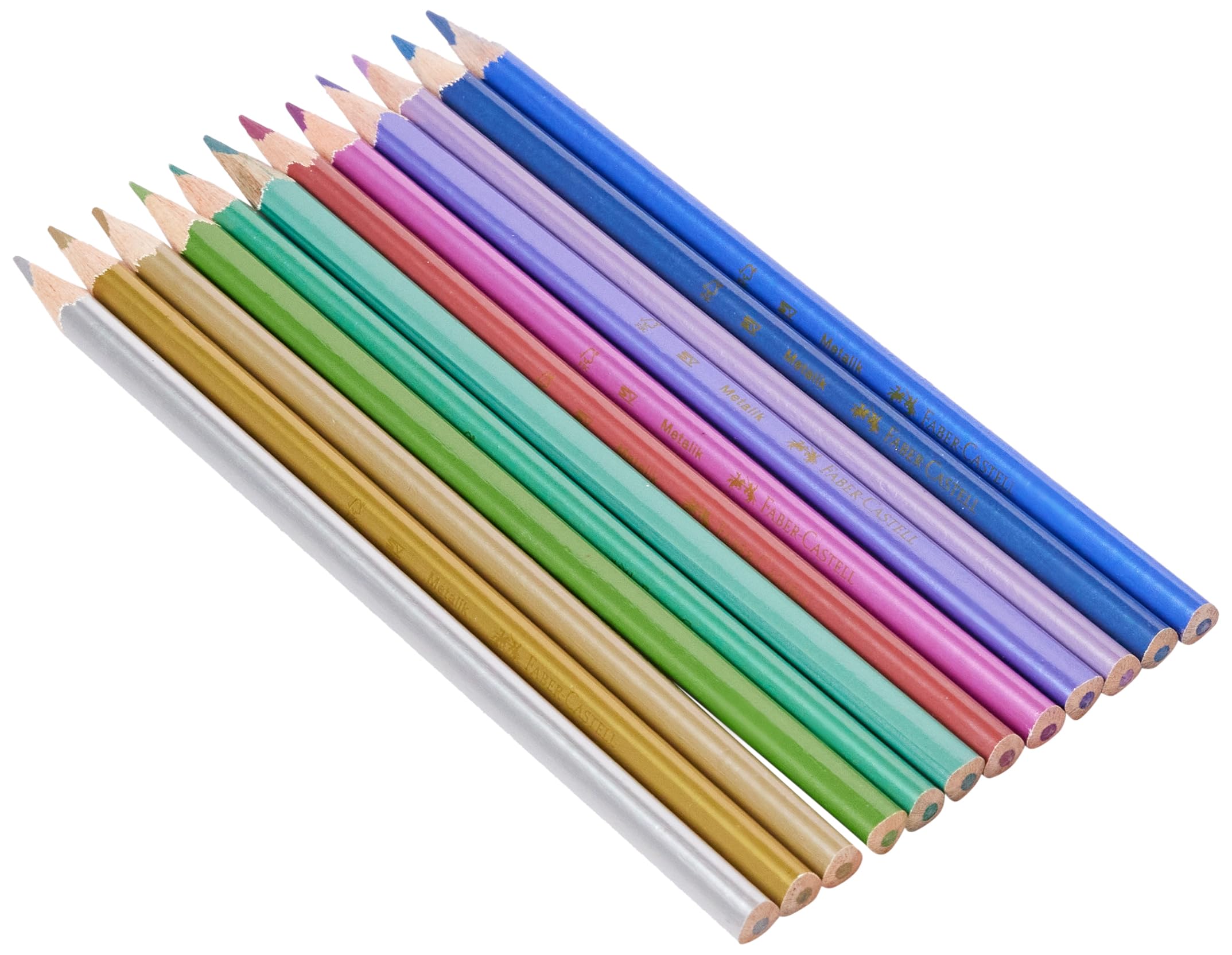 Faber-Castell Trójkątne suche kredki do malowania metalicznego, 12 szt