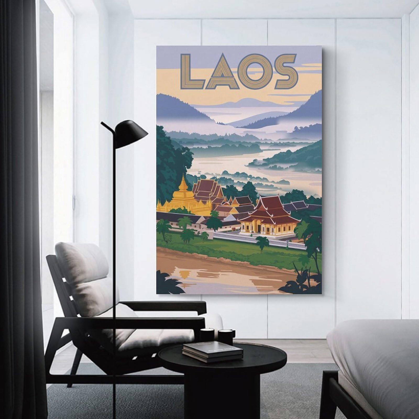Junmoney Canvas Wall Decor Laos Travel (3), 20x30inch(50x75cm), for Gallery Wall Layouts in Home Or Office, Home Wall Art for Statement Displays