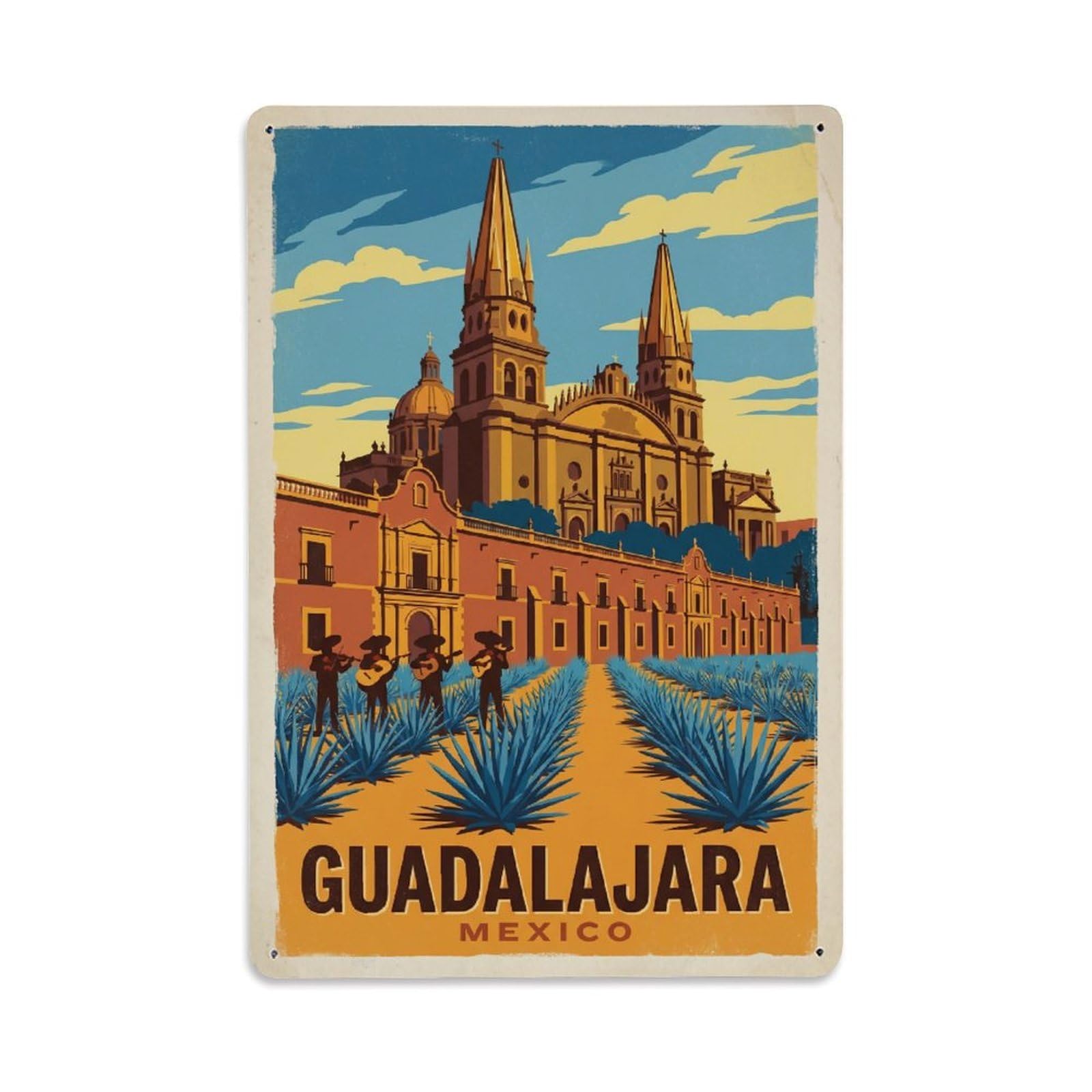 Mexico Guadalajara Vintage Travel Metal Tin Sign