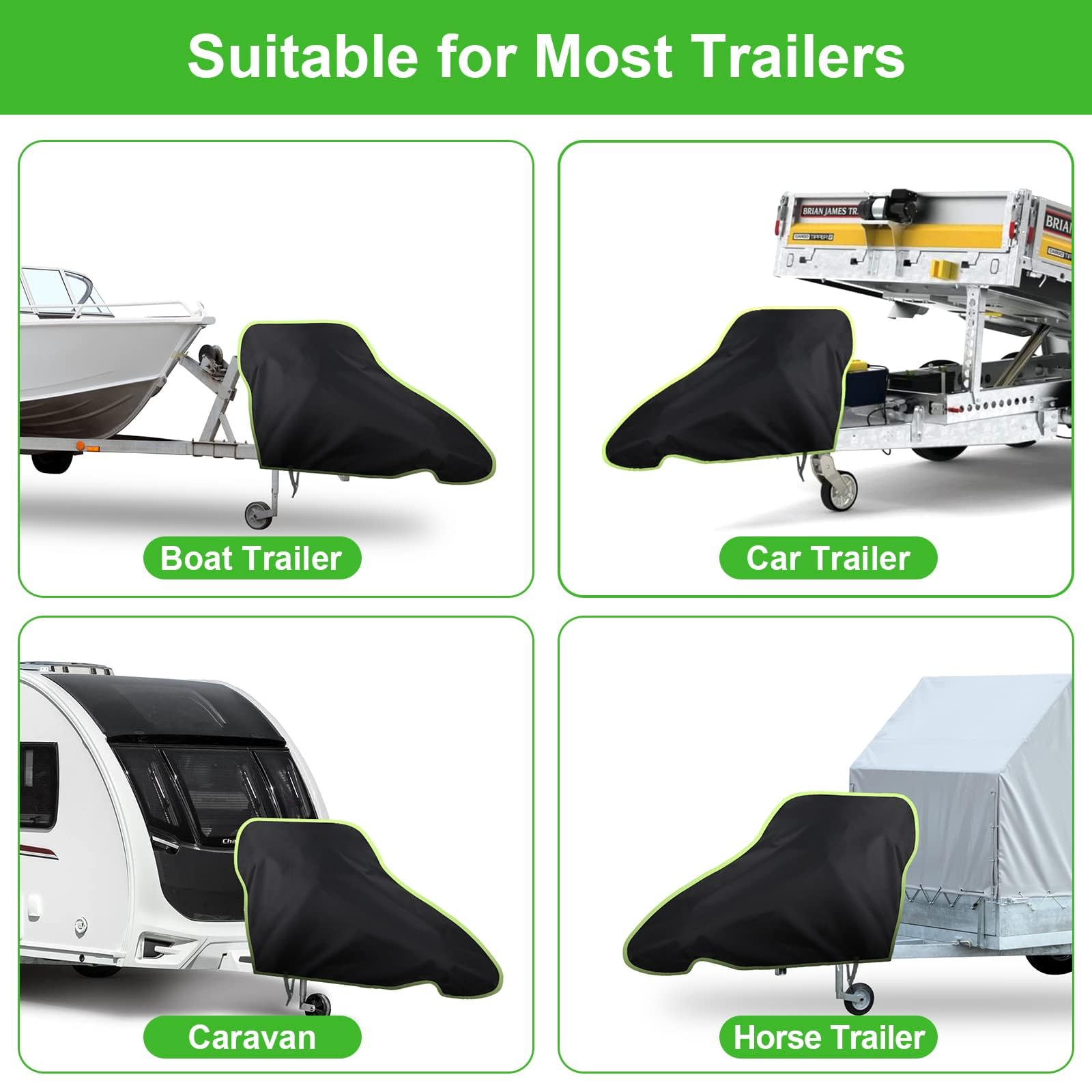 URAQT Cubierta para Remolque de Caravana Cubierta, 420D Impermeable Cubierta de Remolque para Remolquede Cabezal de Caravana Duradera Impermeable contra Lluvia y El Polvo, 94 * 65cm