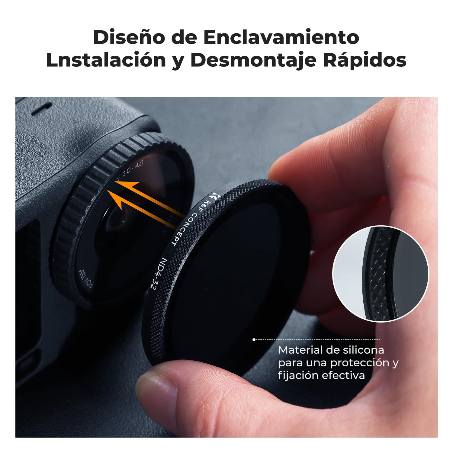K&F CONCEPT Filtro Variable ND4-32 Snap On Compatible con dji Osmo Action 6, Filtro Densidad Neutra de Paradas limitadas, Accesorio para cámara de acción con Vidrio HD Multicapa