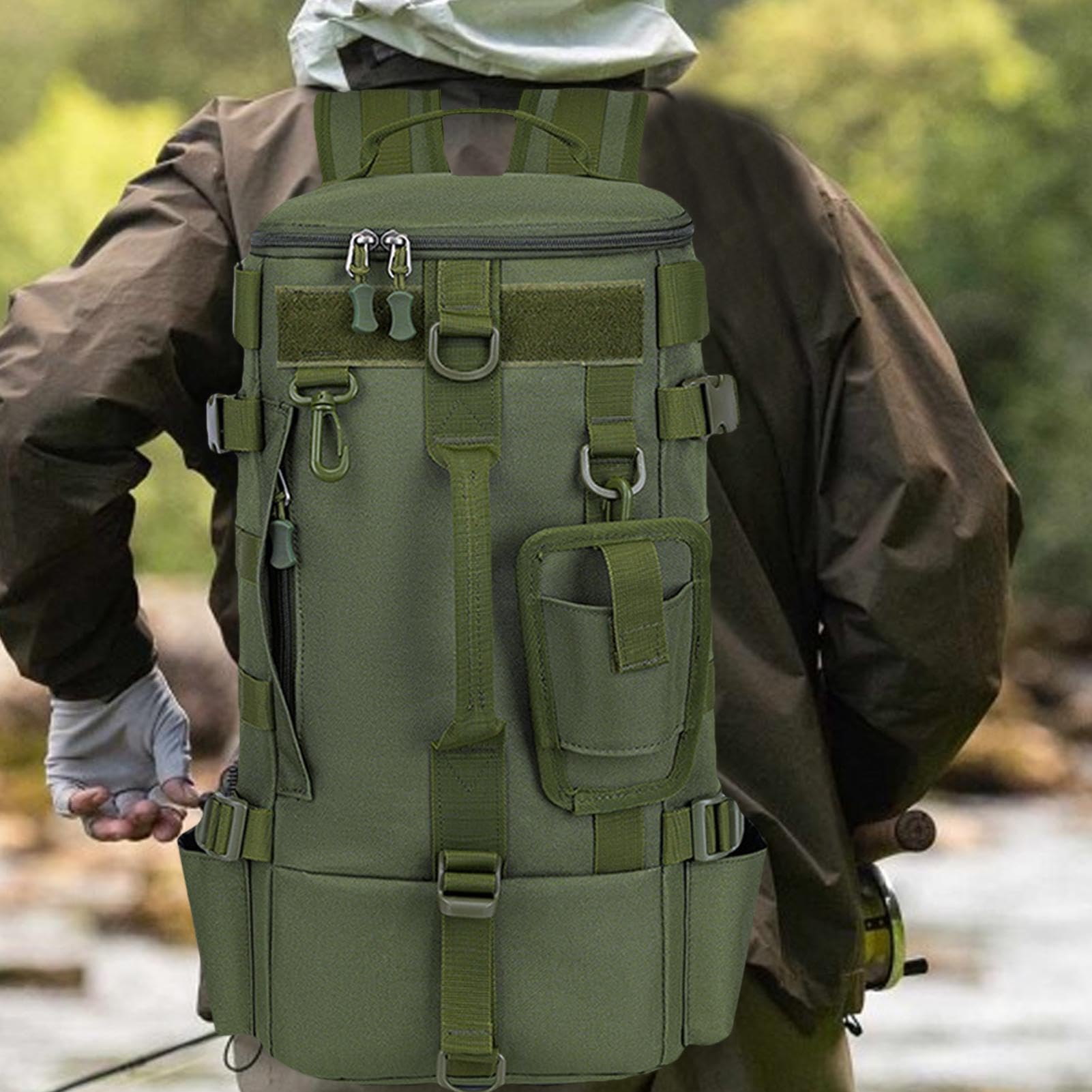 Zaino per attrezzatura da pesca, zaino per attrezzatura da pesca | borsa per attrezzatura da pesca con supporti per canne, borsa portaoggetti da pesca per campeggio, escursionismo, borsa a tra