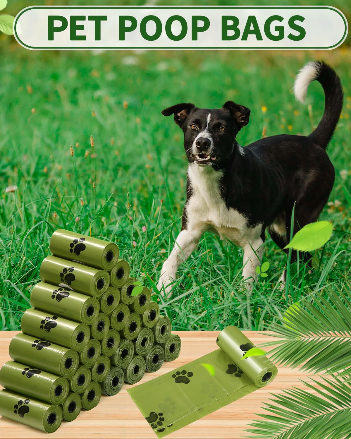 SOSINYA Sacchetti Cane Biodegradabili Sacchetti per bisogni dei cani, con dispenser distributeur, Senza profumazione,Extra Spesso, a prova di Perdite, Pet Bag (40 rotoli / 600 unità) (A)