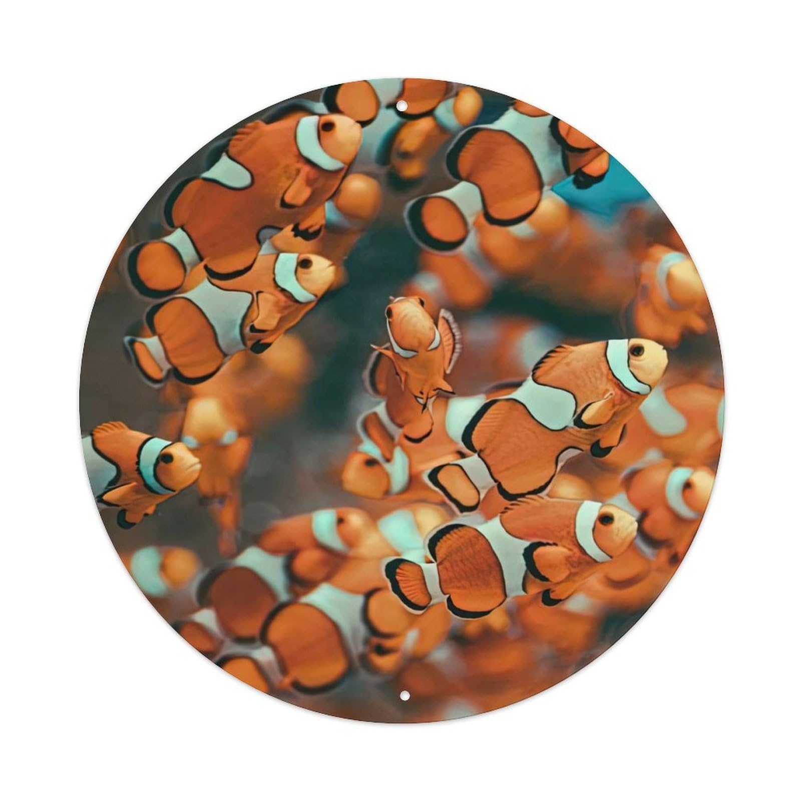 Cwbufd Vintage Style Marine Animals Clownfish School Of Fish Underwater Photography Vintage Metal Tin Sign Plaque Wall Decor For Cafe, Club Bar, Office, Garden Metal Poster 8X8inch