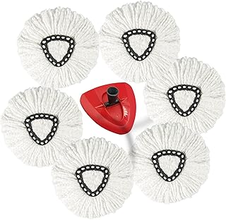 6 Pack Mop Replace Heads with 1 Mop Head Base, Mop Refill Heads Replacements Compatible with O Cedar Spin Mop System- Easy to Replace, Microfiber, Machine Washable