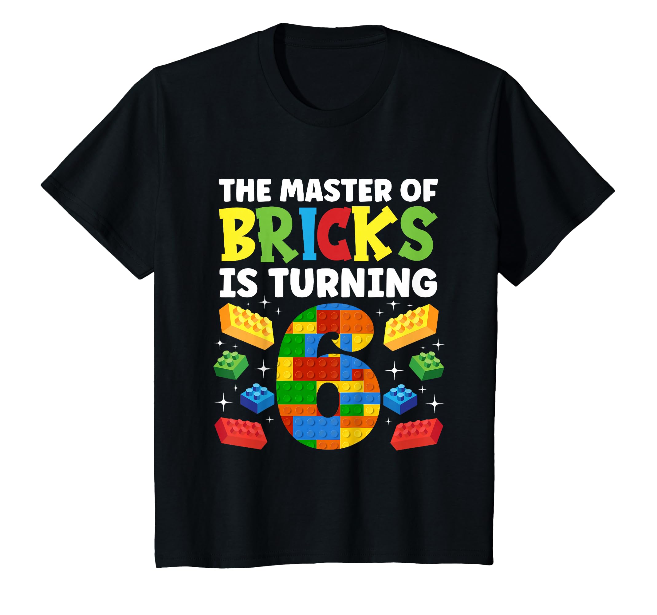 Kids Master Builder 6th Block Building Birthday T-Shirt