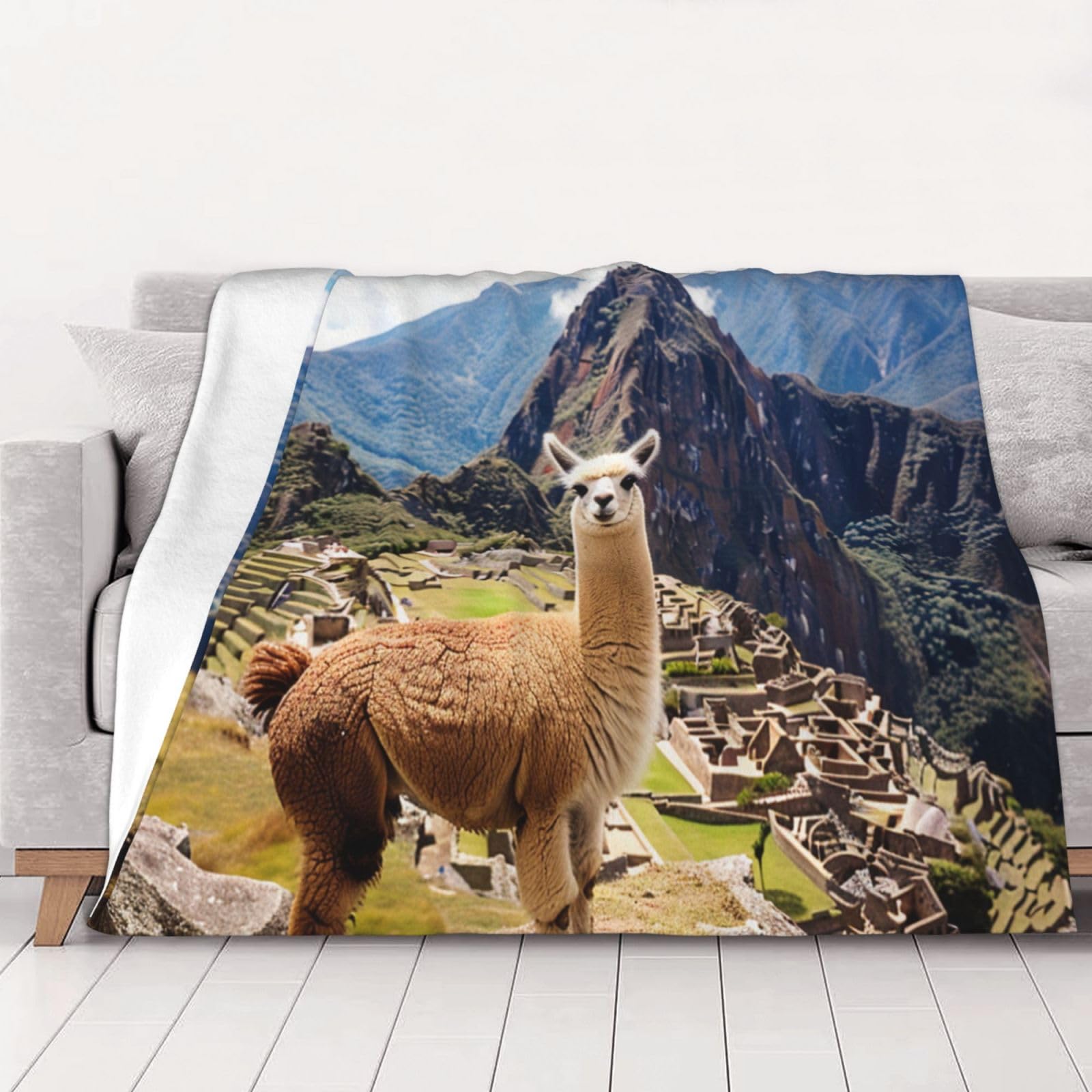 AUBKFELD Sheep Printed Flannel Blanket 125x100 CM, Soft & Warm Throw Blanket for Sofa/Couch/Bed/Car, Gifts for Audlts Women Men