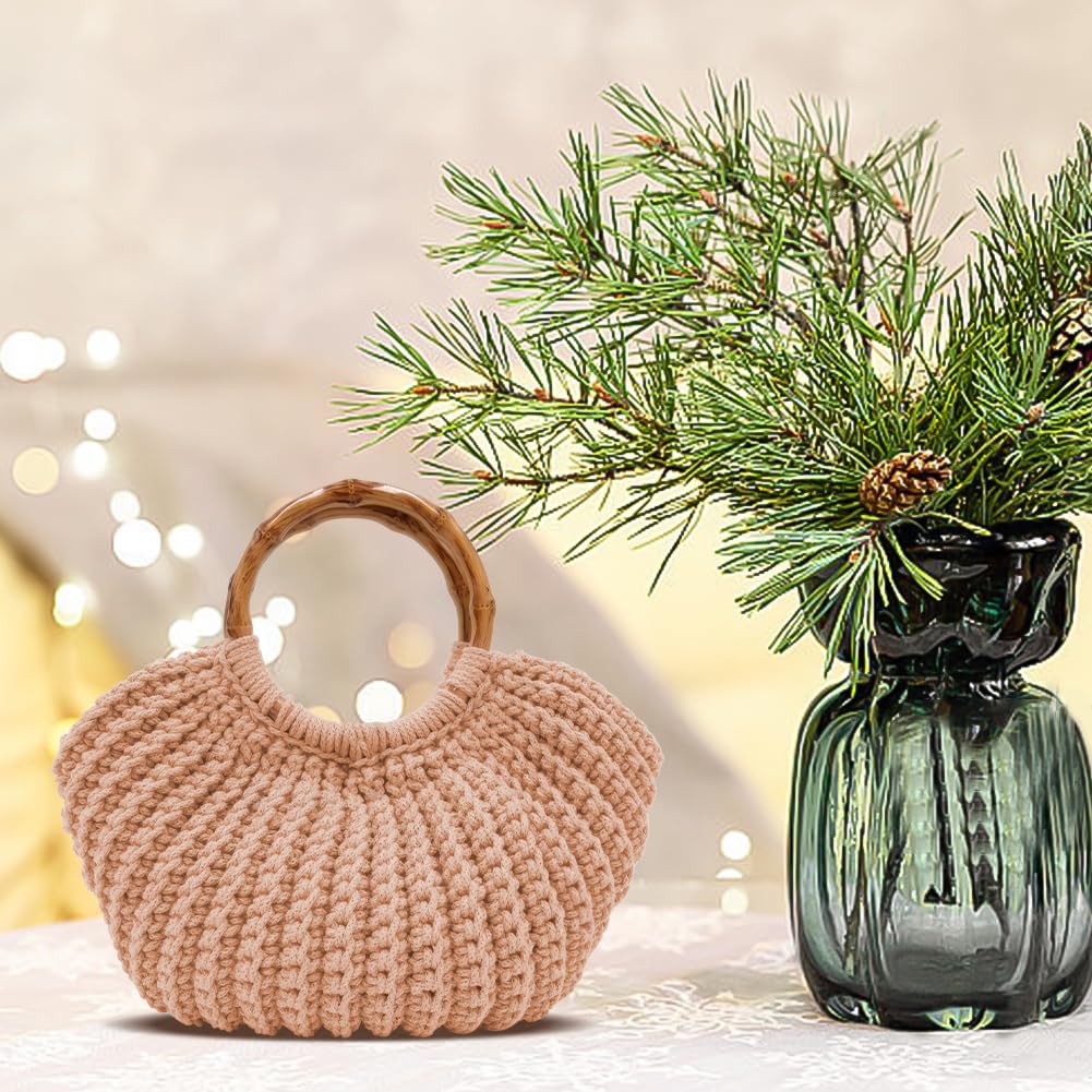 ACRNIGHEET DIY Häkeltasche Kit für Erwachsene Khaki Handtasche Häkelset für Anfänger DIY Handgemachte Tasche Kit mit Griff Khaki Tasche Making Kit für Anfänger mit Schritt-für-Schritt-Anleitung und