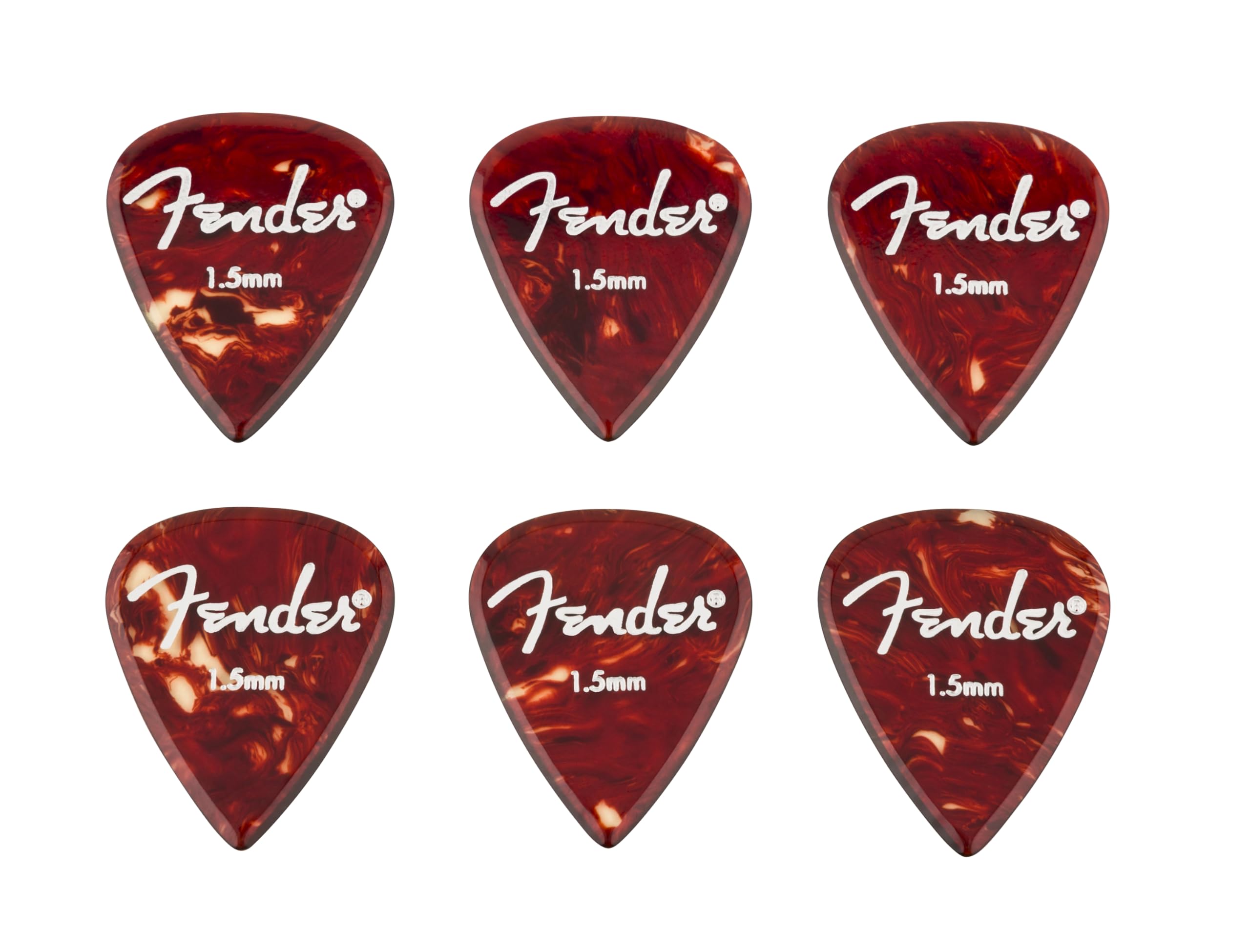 Fender 351 Shape Aero Acrylic Picks, 6-count, 1.5mm, Tortoiseshell, 1.5 mm