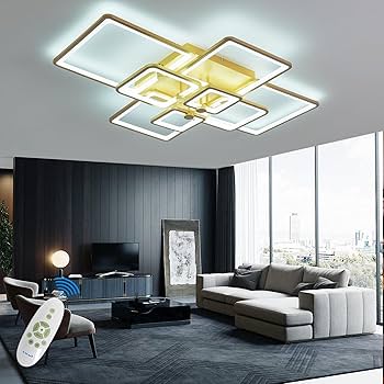 Modern LED Ceiling Light,8 Square Acrylic Gold Modern