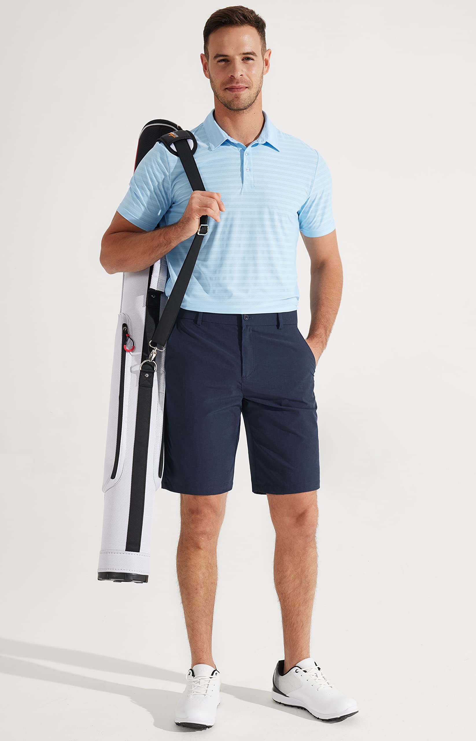 Libin Short de Golf pour Homme 17,8 cm 22,9 cm Short de Travail décontracté à Devant Plat Hybride léger à séchage Rapide résistant à l'eau