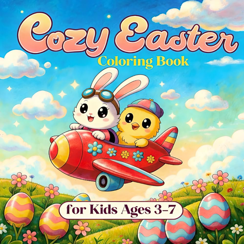 Cozy Easter Coloring Book for Kids Ages 3–7: Cute and Simple Spring Coloring Pages with Eggs, Bunnies and Happy Easter Scenes