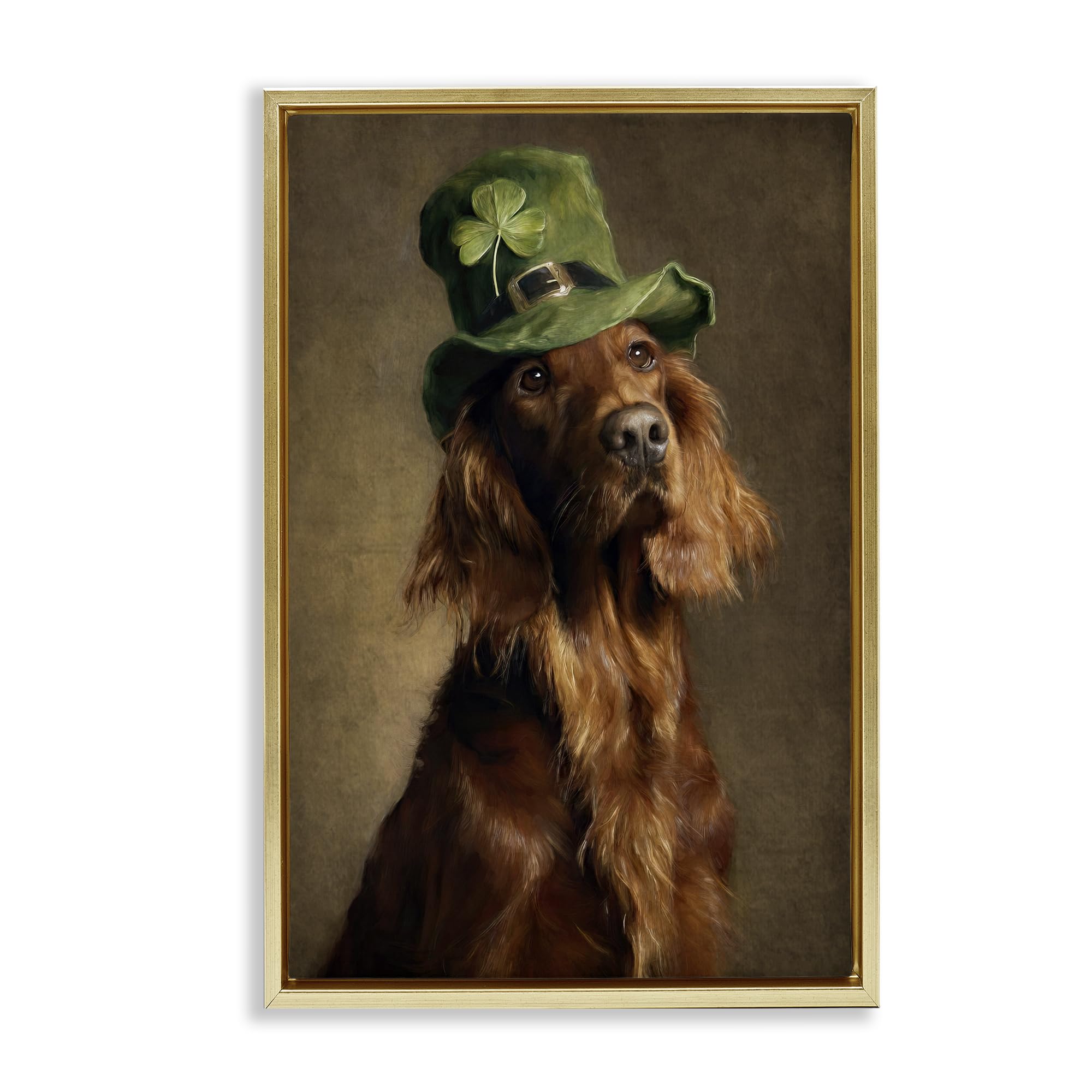 Stupell Industries 'The Irish Setter Portrait', Floating Frame Canvas Art, Gold, 21 x 31 Inches, Easy to Hang and Sturdy, Made in USA, by Tina LeCour