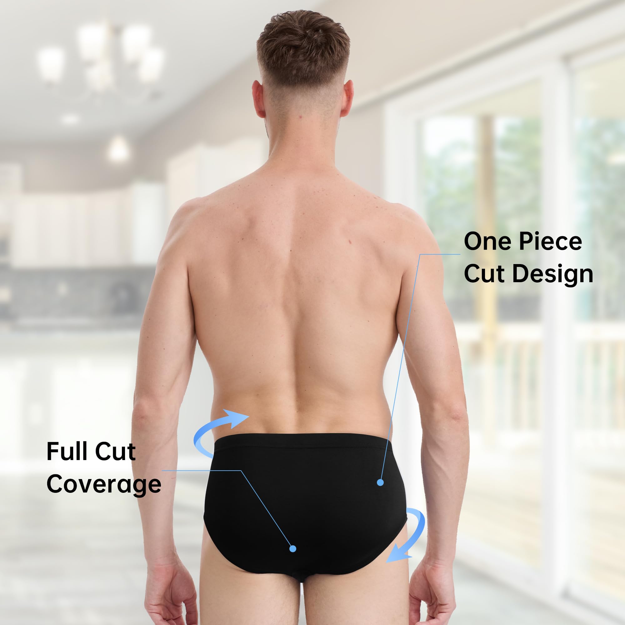 BAMBOO COOL Herren-Unterwäsche, Slips mit Stoffbezug, atmungsaktiver Slip mit 3D-Tasche, ohne Etikett, Höschen für Herren
