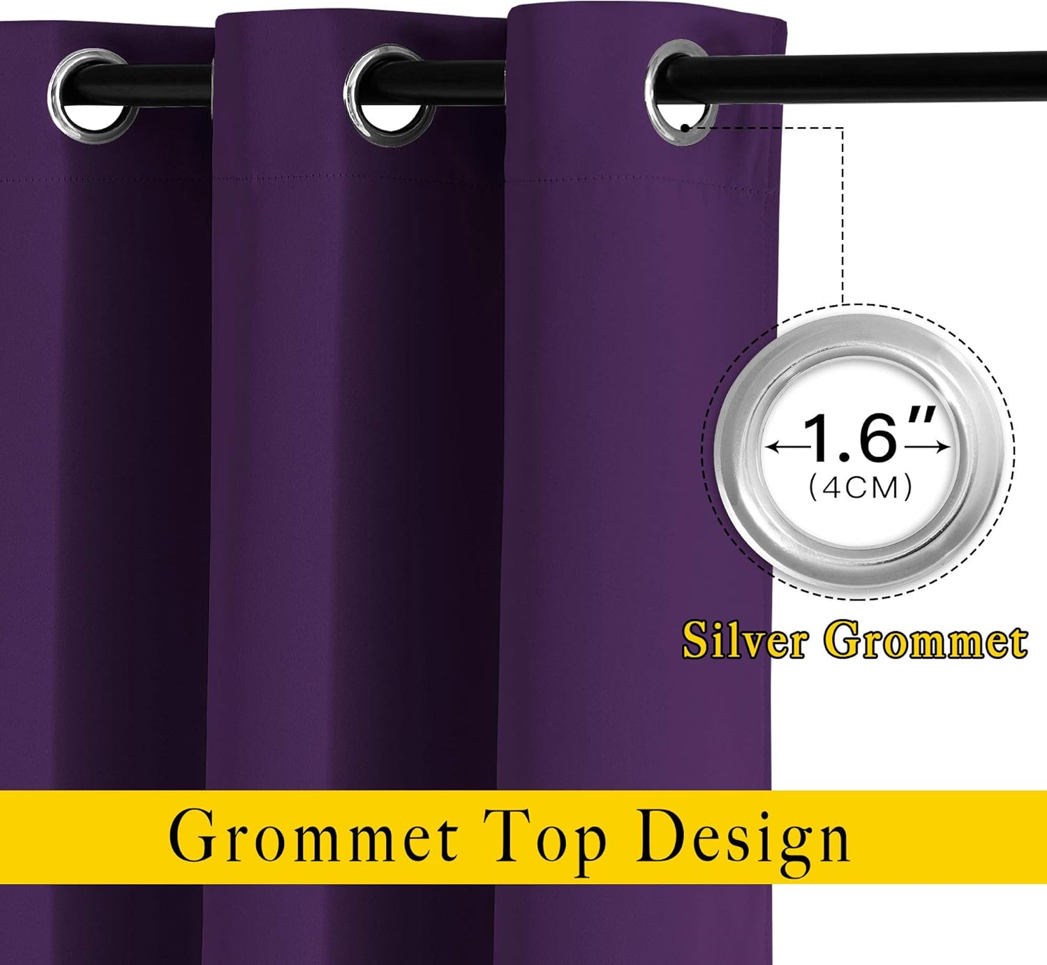 NICETOWN Insulated Curtains Blackout Draperies - Window Treatment Royal Purple Blackout Eyelet Top Curtains/Panels for Bedroom/Living Room Window, 95 inches Long, 2 Panel Set Royal Purple 52"W x 95"L (Pack of 2)