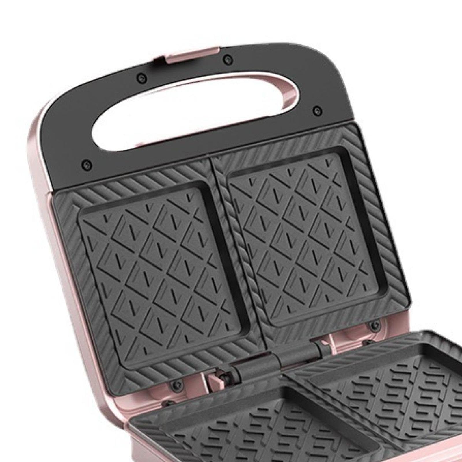 Tostapane per Sandwich Macchina per La Colazione Griglia Elettrica Piastra per Panini Portatile E Compatto con Maniglia Ergonomica Adatto per Viaggi E, Rosa