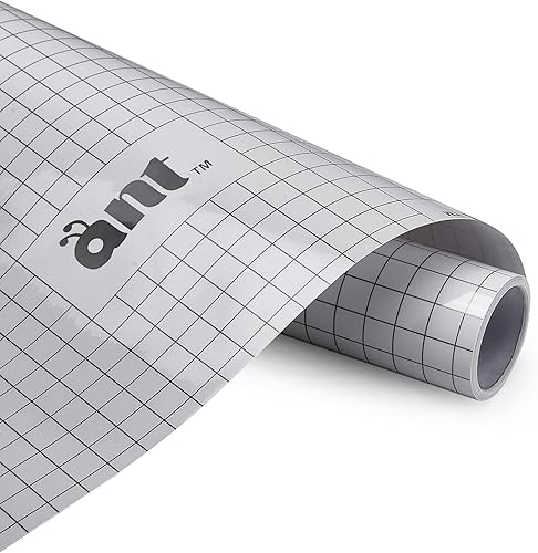 ANT StrongGrip - Cinta de transferencia (12 x 15 pies), papel de transferencia de rejilla de media pulgada de alineación negra para vinilo metálico
