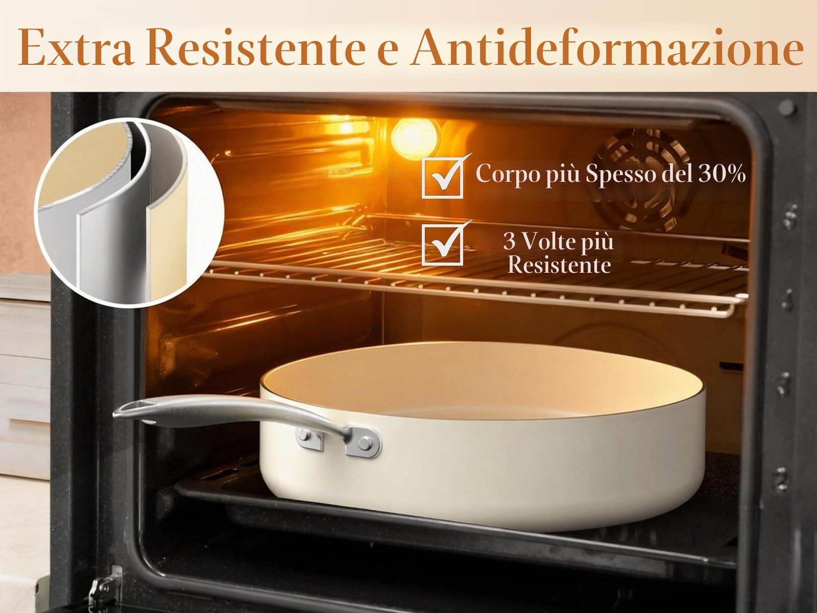 PekGema Set di pentole e padelle in ceramica, 16 pezzi, non tossico, antiaderente, set di padelle da cucina sicure in forno, senza PFAS PTFE PFOA, compatibile con tutti i piani cottura, manico