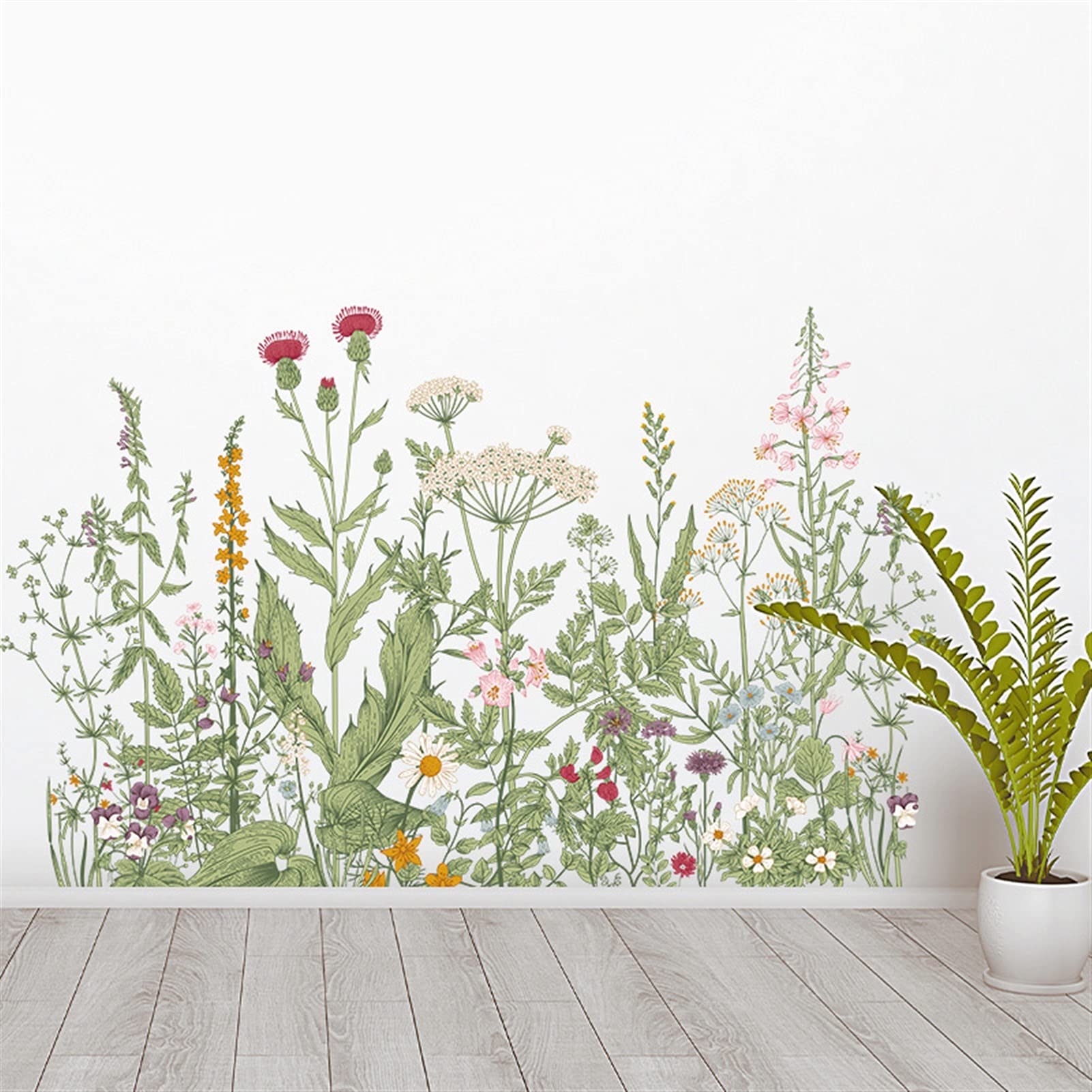 Adesivi ​Murali Wall Sticker Fiore pianta di Erbe di Campo Wall Sticker Soggiorno Camera da Letto PVC. Sfondo Wallpaper (Size : 60x90cm)