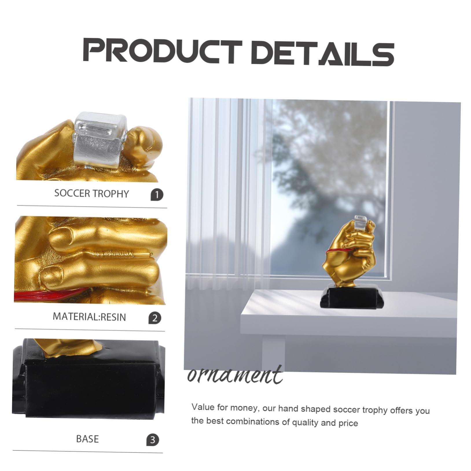 Supvox Pfeife Trophäe sportspiele Sport Spiele Football fussbalsam Decoration verkleidung handgeformte Trophäe handgeformte Fußballtrophäe -Trophäendekor Harz Golden