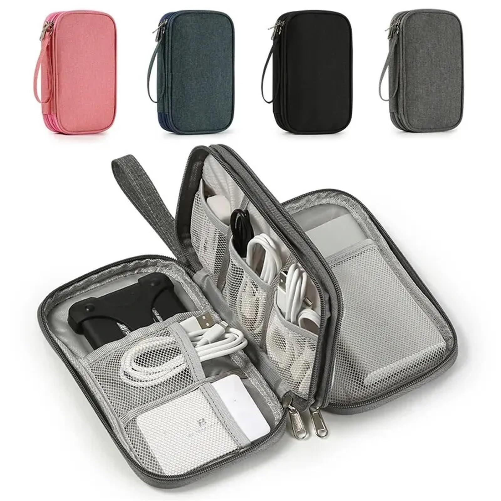 Borsa organizer per cavi 2 pezzi di archiviazione digitale da viaggio(Pink)