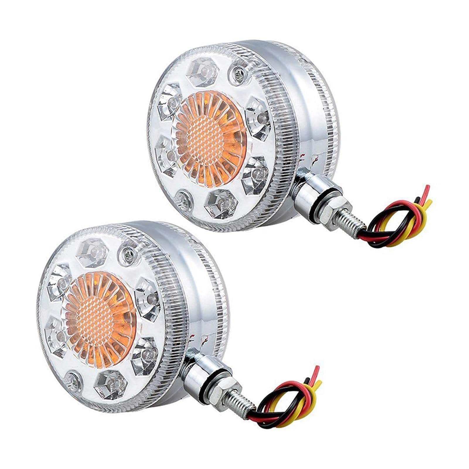 CAIFEIYU 2Pcs Shell Turn Signal Lamps Car Brake ABS PC Lens Super Bright Roof Lights 24 LED White+Am
