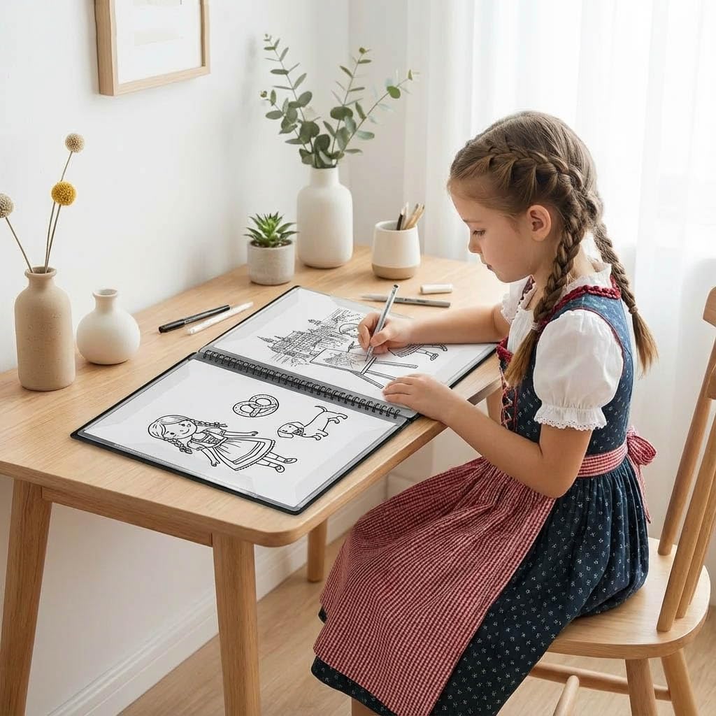 Teczka na nuty, format A4, 40 stron, teczka na nuty, wodoszczelna, z 2 klamerkami na nuty, teczka dla muzyków, segregator rejestrowy, dwustronny folder na pliki, papier, akta