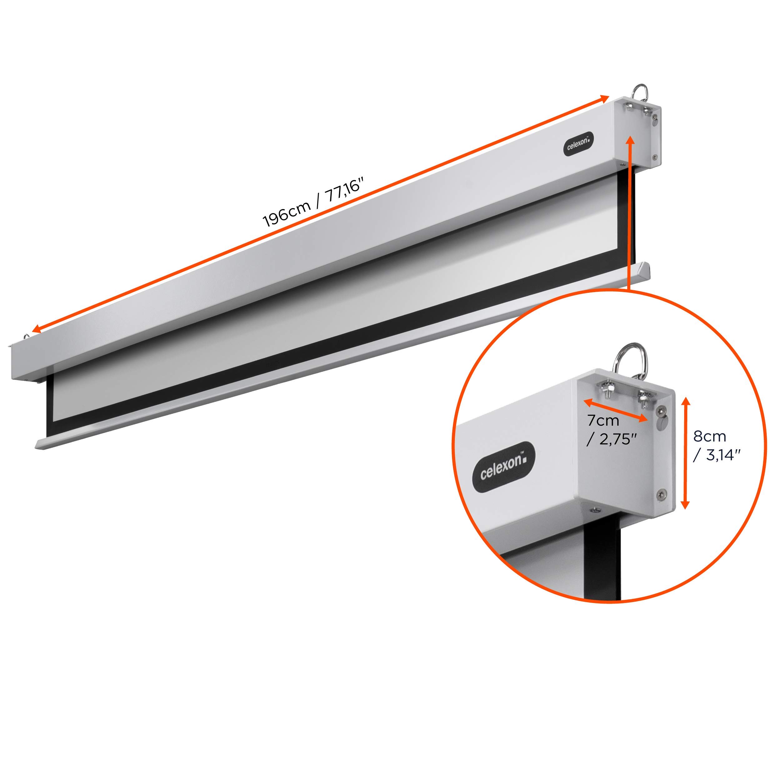 celexon eléctrica Cine en casa- y Negocios -Motor-proyector-Pantalla Incl. Caja de Control y Mando a Distancia Motor Professional Plus -180 x 135 cm - 4:3
