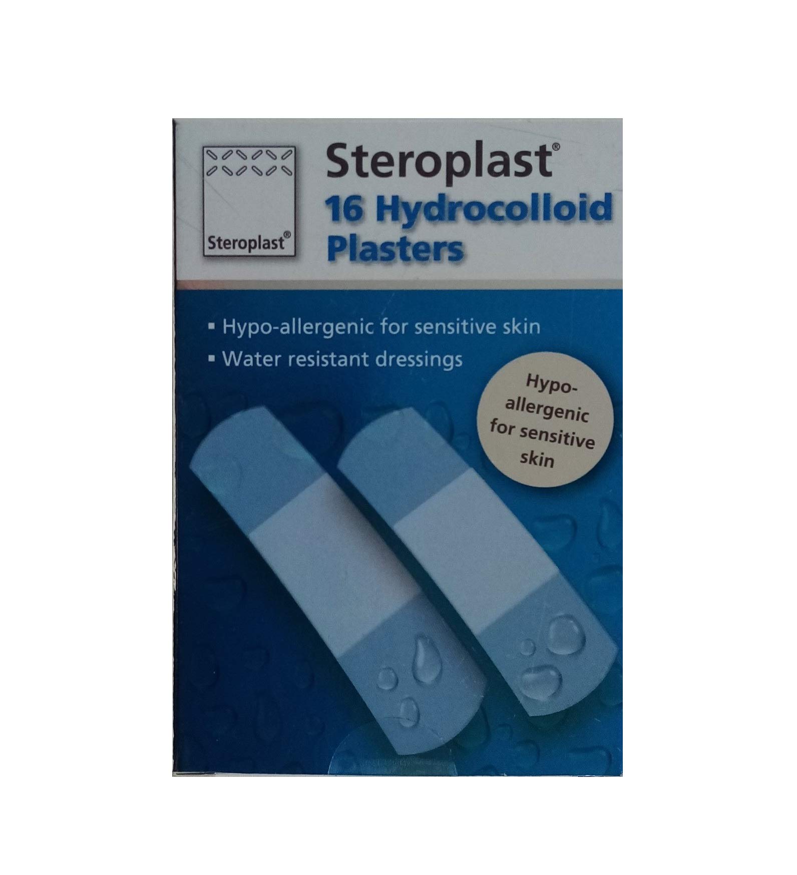 Pack of 16 Hydrocolloid Plasters - Hypo-allergenic for Sensitive Skin - Water Resistant Dressings