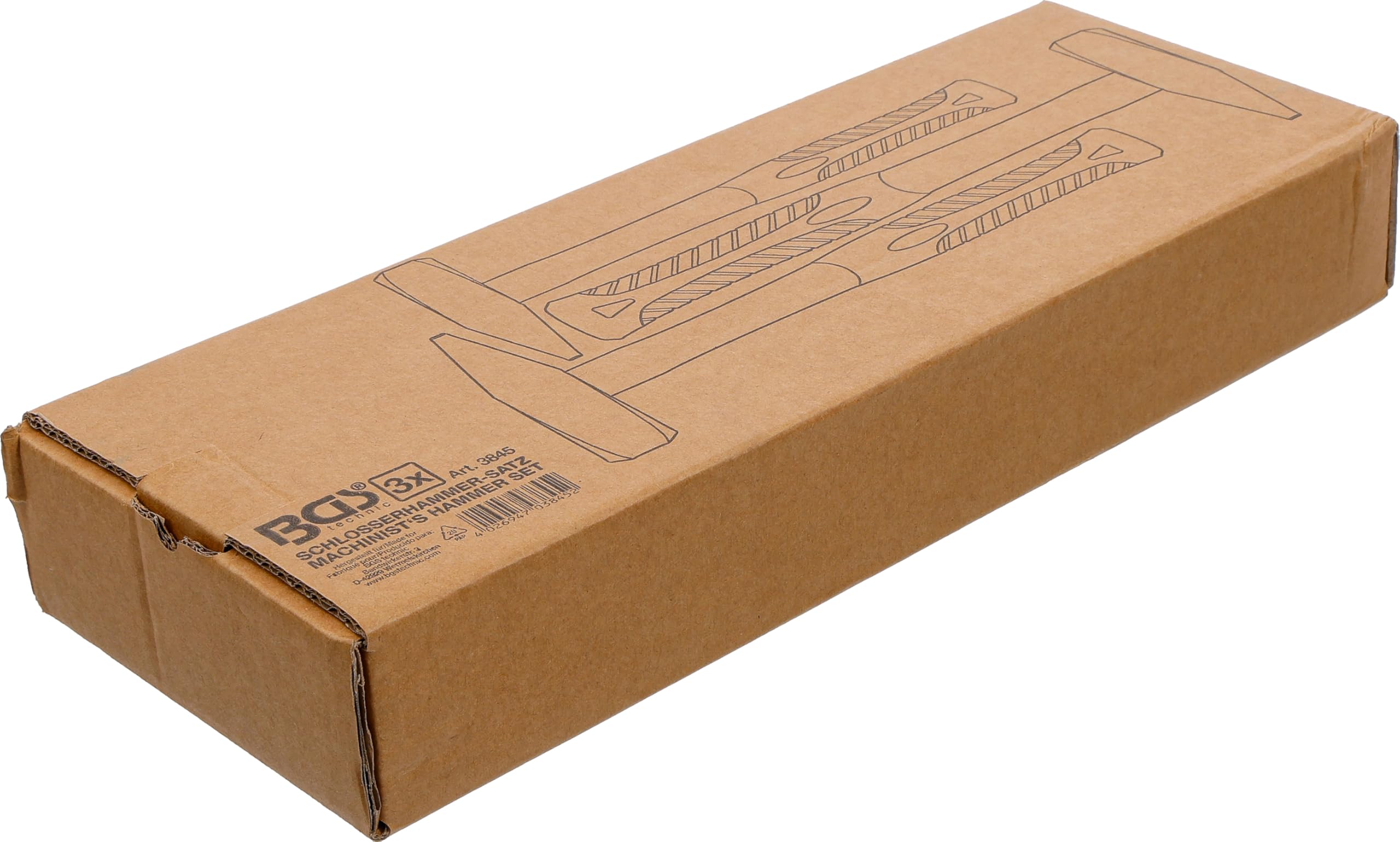 BGS 3845 Martelli per Meccanica Manico Fibra di Vetro DIN 1041 300/500/800 g 3 Pezzi