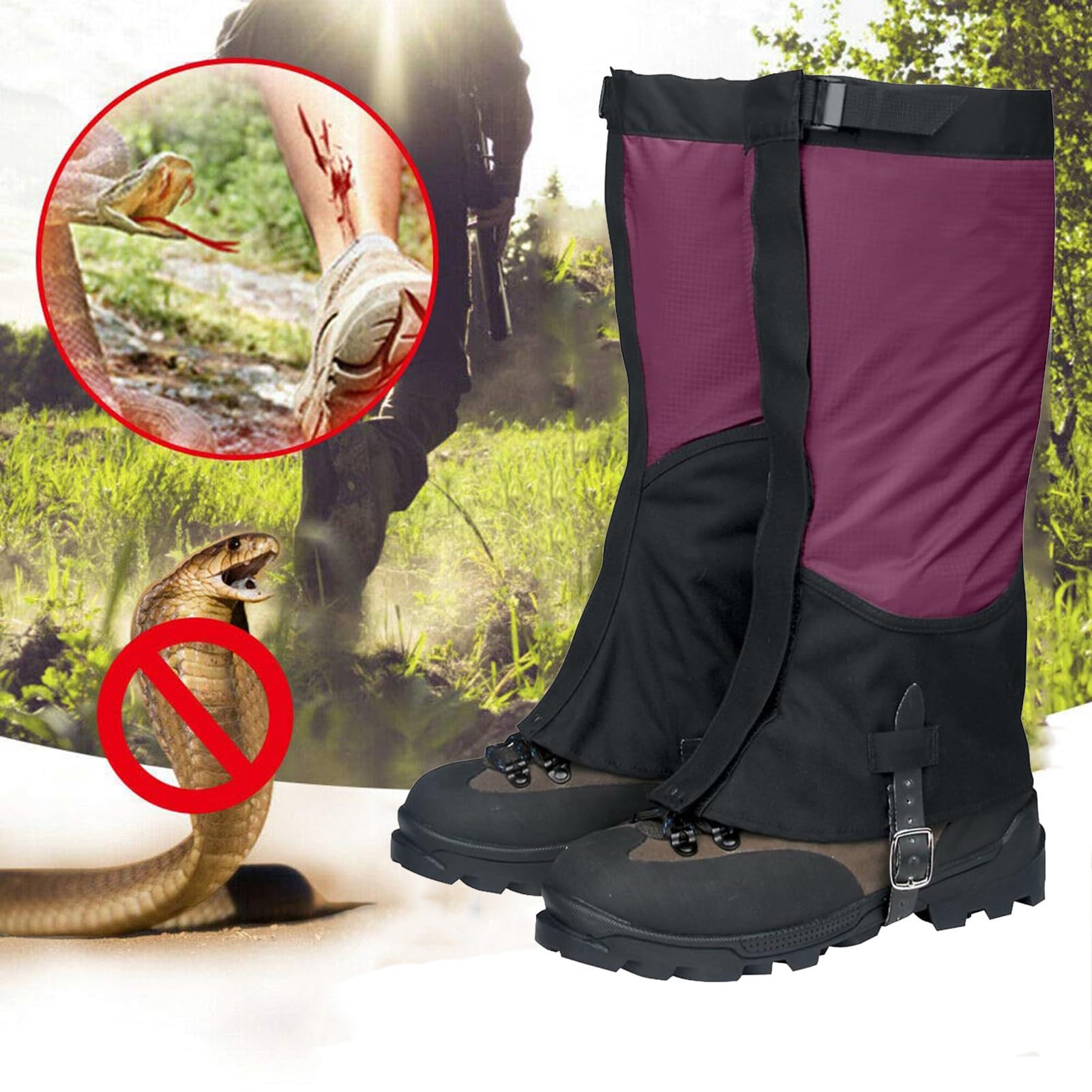 Guêtres de Jambe, guêtres de Raquettes à Neige Anti-Morsure de Serpent Souples à Haute densité, guêtres d'extérieur, adaptées à l'escalade, au Ski, à l'équitation et à la Chasse