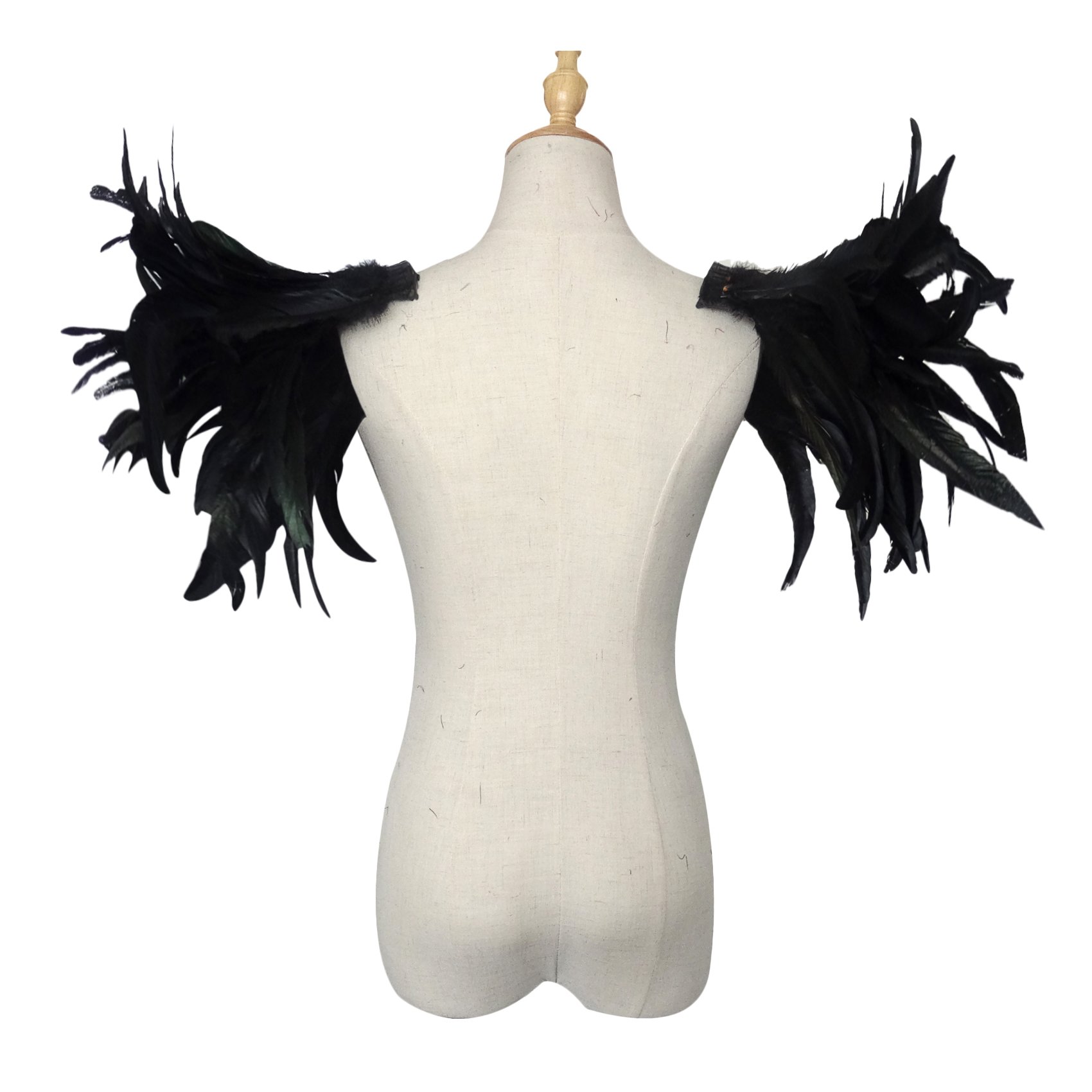 keland Paquete de 2 geles de hombros de Epaulet de plumas de gema natural auténtica para hombre (Negro)