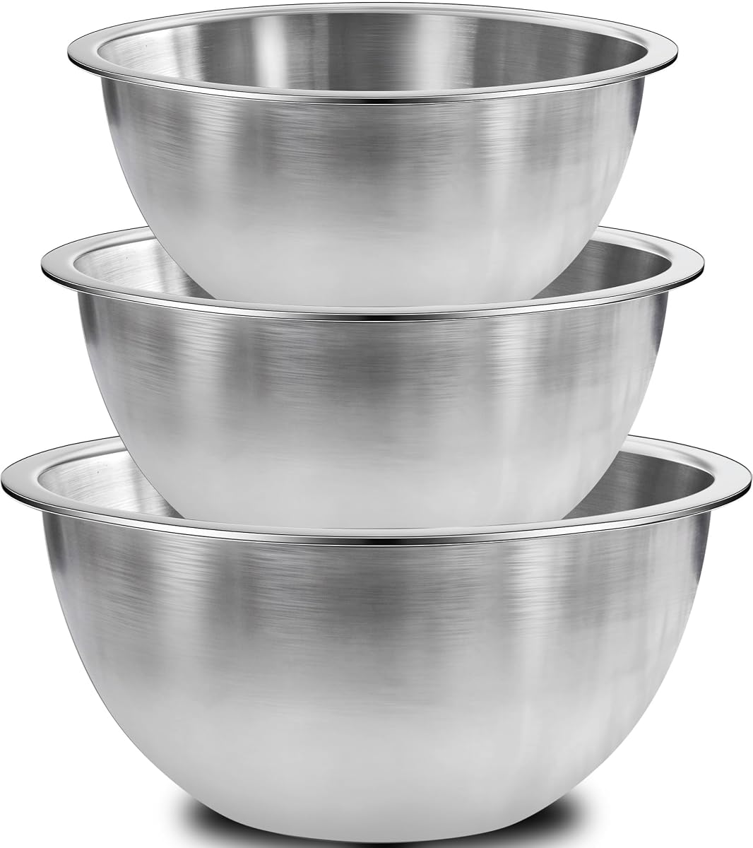 Stainless Steel Bowls, Metal Mixing Bowl Set of 3 | Stainless Steel Bowls Set for Kitchen, Salad, Prep, Serving, Food Storage & Cooking