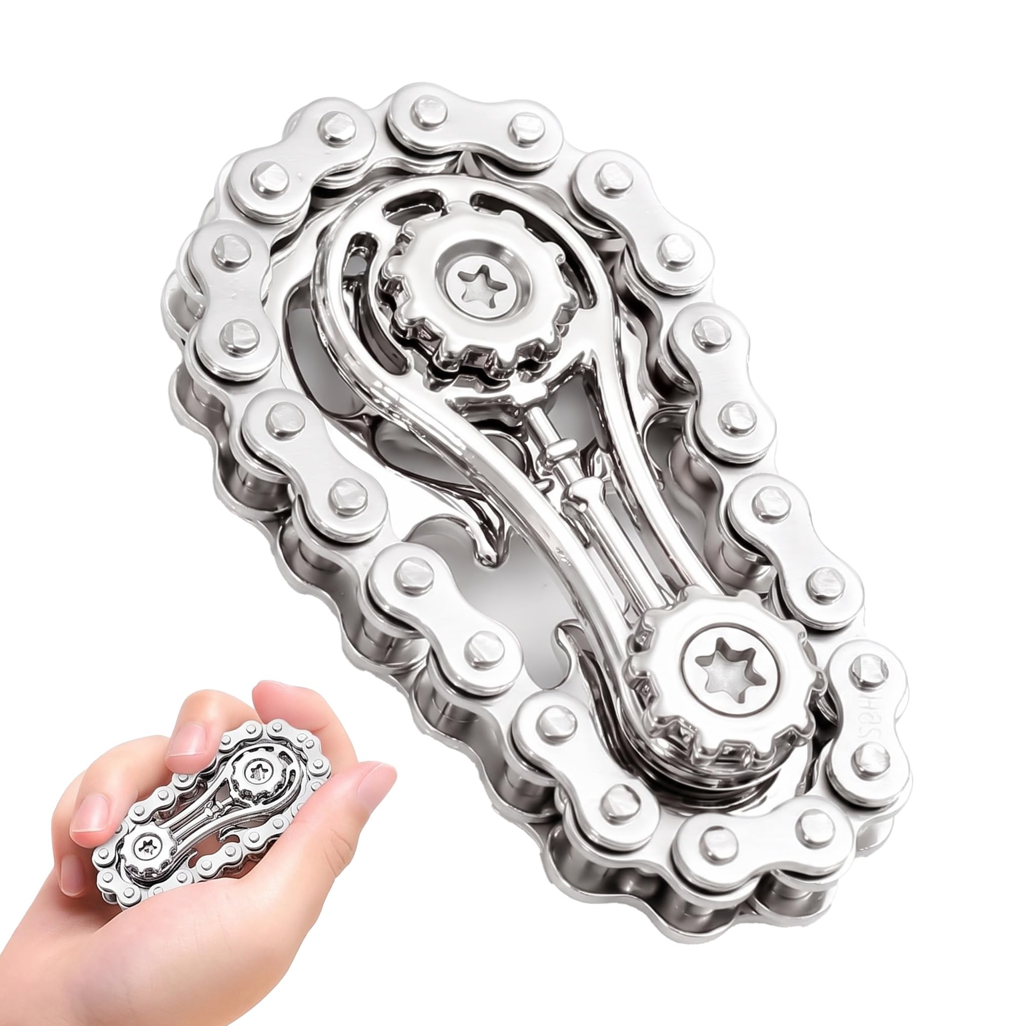 Bike Chain Fidget Toy,Fidget Spinners,Metal Sprocket Chains,Single Finger Smooth Fast Bearings Bike Chain Gears,Fidgets Toys,Adult Fidgets Gadgets,Durable Mechanics for Kids Adult Relieve Stress